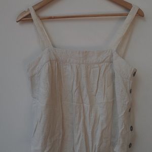 Cream Linen Crop Tank